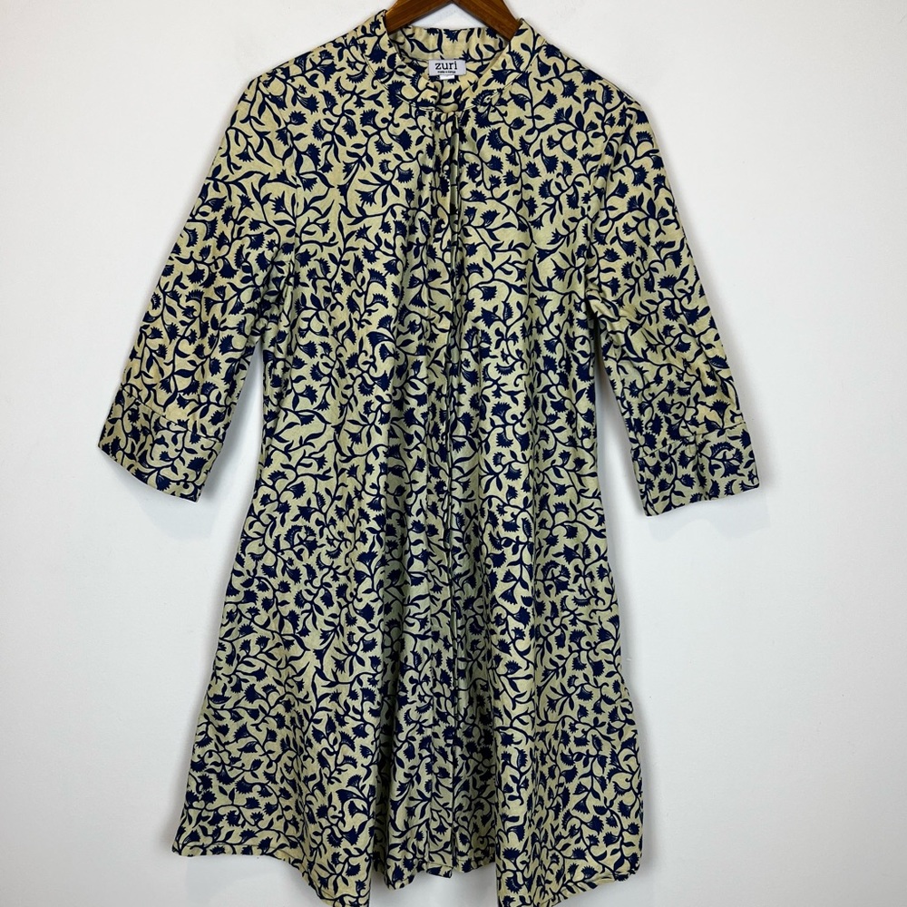 Zuri Botanical Print Cotton Shirt Dress